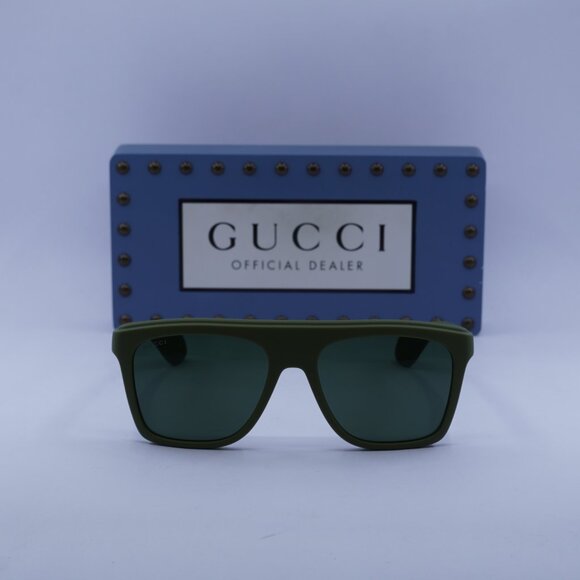 Gucci GG1570S 007 Square Sunglasses - Matte Green/Green - Picture 4 of 10